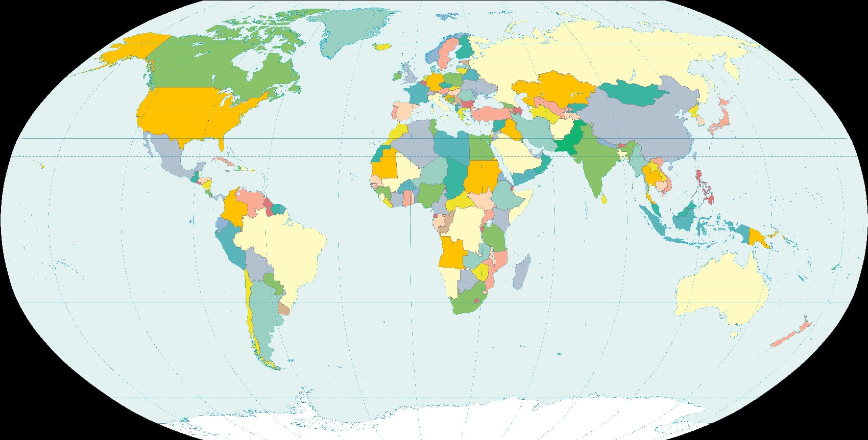 Color del país del mapa mundial en blanco