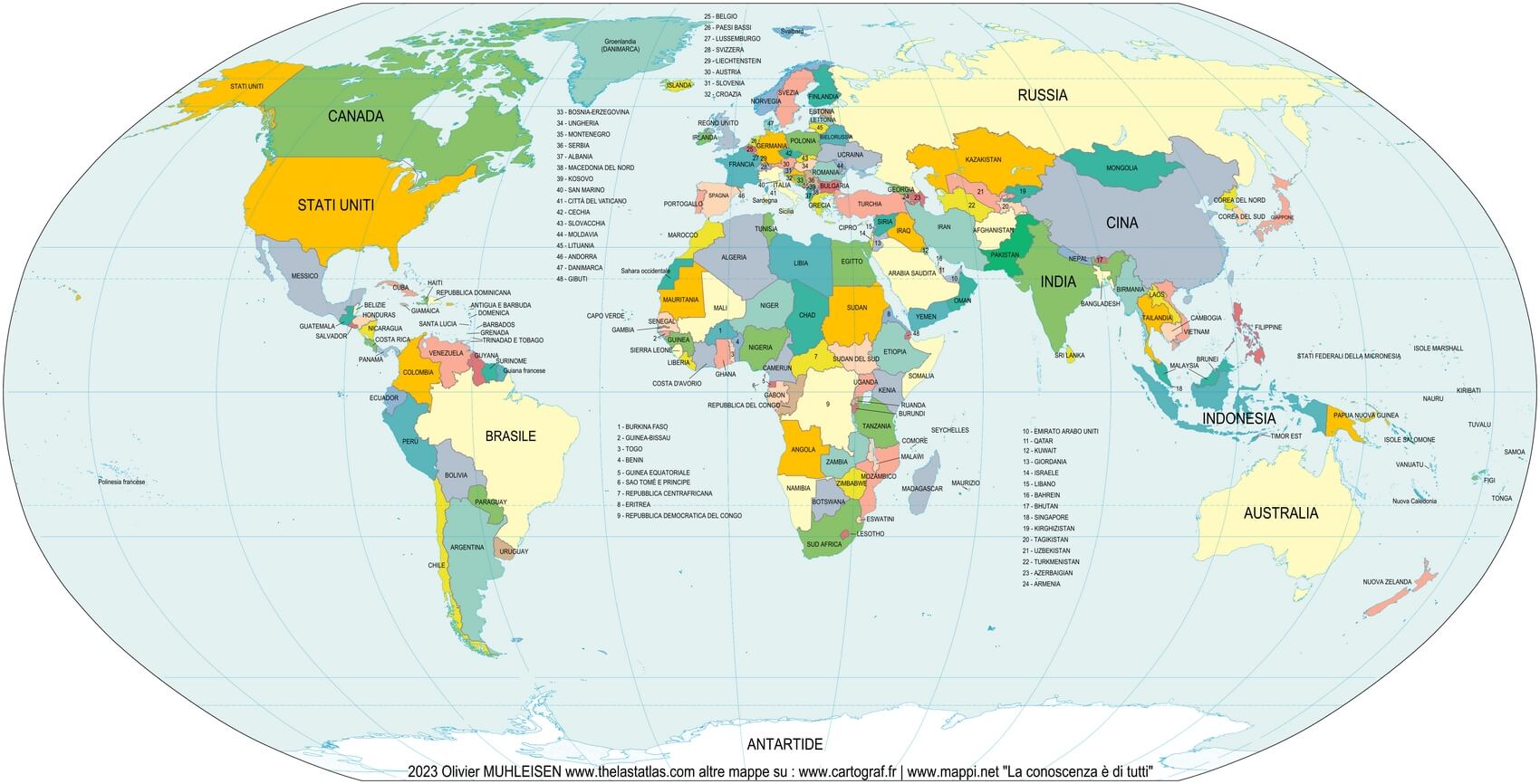 Mapa del mundo con países